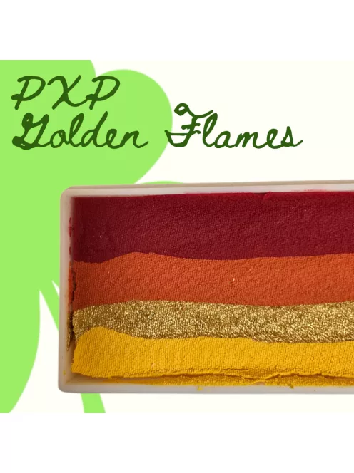 PXP Golden Flames csíkos arcfesték 28g-os kiszerelésben, intenzív piros, narancs, sárga és arany árnyalatokkal, tűz és sárkány tematikájú arcfestéshez