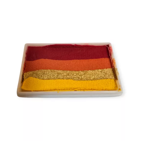 PXP Golden Flames csíkos arcfesték 28g-os kiszerelésben, intenzív piros, narancs, sárga és arany árnyalatokkal, tűz és sárkány tematikájú arcfestéshez