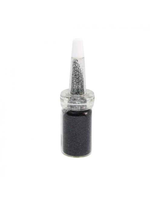 Csillámpor csőrös üvegben - Fekete 7 ml