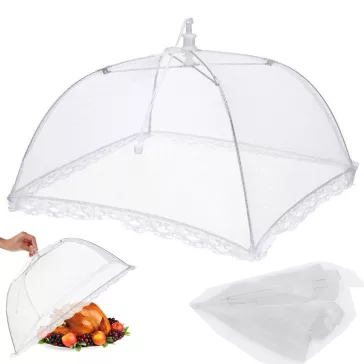 XL méretű 40x24,5 cm-es ételtakaró szúnyogháló rovarok ellen fehér színben