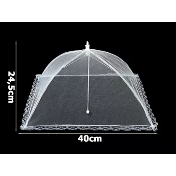 XL méretű 40x24,5 cm-es ételtakaró szúnyogháló rovarok ellen fehér színben