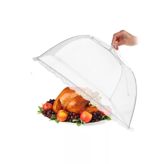 XL méretű 40x24,5 cm-es ételtakaró szúnyogháló rovarok ellen fehér színben
