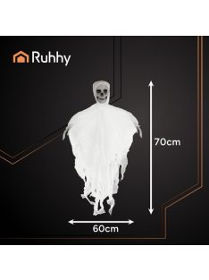 Fehér Akasztós Csontváz Dekoráció 70 cm - Halloween Kísértet Szellem Dísz
