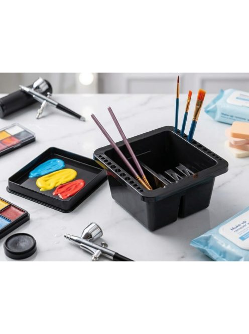 KiviArt Fekete színű ecsetmosó és ecsettartó tál festéshez és sminkeléshez
