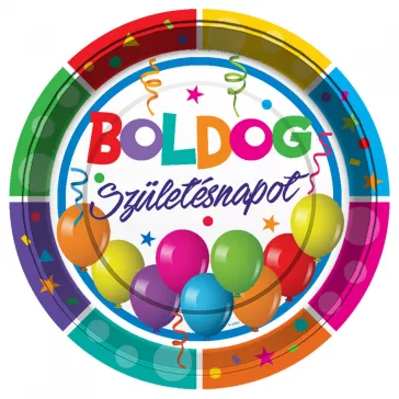 Boldog születésnapot papír tányér - 8 db/csomag
