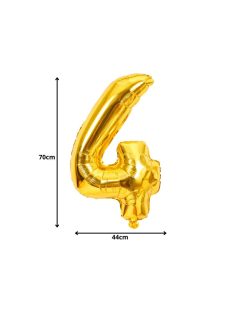 4-es szám arany fólia lufi 66 cm születésnapi dekoráció