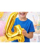 4-es szám arany fólia lufi 66 cm születésnapi dekoráció