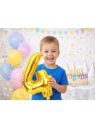 4-es szám arany fólia lufi 66 cm születésnapi dekoráció