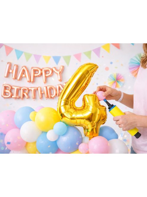 4-es szám arany fólia lufi 66 cm születésnapi dekoráció