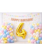 4-es szám arany fólia lufi 66 cm születésnapi dekoráció