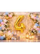 4-es szám arany fólia lufi 66 cm születésnapi dekoráció