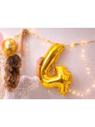 4-es szám arany fólia lufi 66 cm születésnapi dekoráció