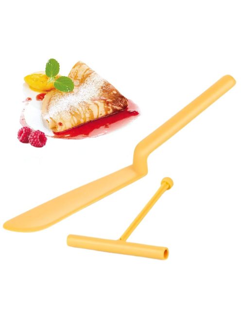 Palacsinta forgató lapát tésztakenő hengerrel a palacsinták és omlettek egyenletes eloszlatásához és forgatásához.