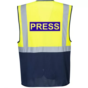   Vezetői Kéttónusú láthatósági mellény - Press, Photo, Sajtó, Fotó felirattal