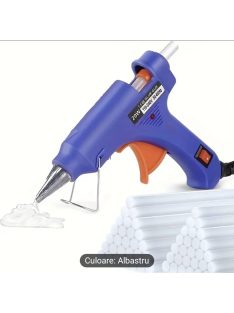 CEB GLUE GUN szilikon ragasztópisztoly, kék színű, 20W teljesítményű, kicsi, precíziós fúvókával és állvánnyal