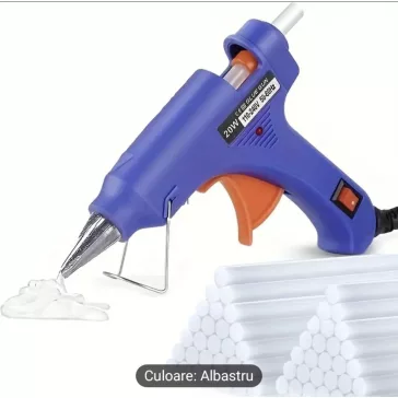 CEB GLUE GUN szilikon ragasztópisztoly, kék színű, 20W teljesítményű, kicsi, precíziós fúvókával és állvánnyal