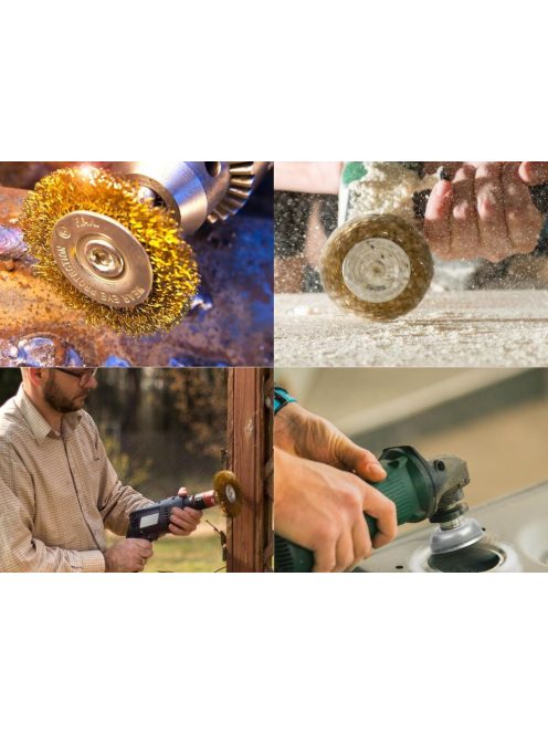 Réz drótkefe készlet fúróhoz, csavarozóhoz 5db-os