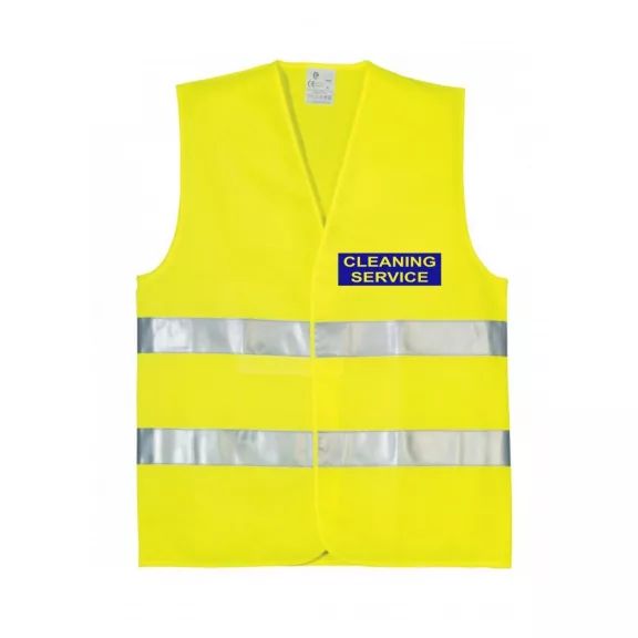 LÁTHATÓSÁGI BIZTONSÁGI MELLÉNY - Takarítás, Takarító szolgálat, Cleaning felirattal