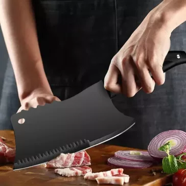 FOXTER fekete rozsdamentes acél konyhai bárd ergonomikus markolattal