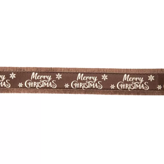Merry Christmas bolyhos szélű szalag - 23 mm széles, több színben