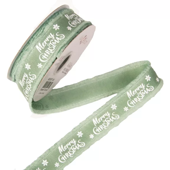 Merry Christmas bolyhos szélű szalag - 23 mm széles, több színben