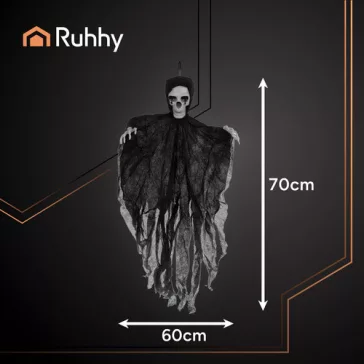 Ruhhy Fekete Akasztós Csontváz Dekoráció 70 cm - Halloween Zombi Szellem Dísz