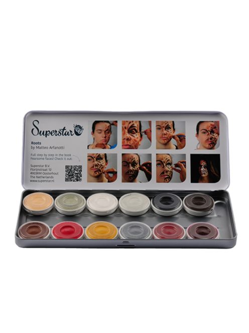 Superstar 12 színű arcfesték készlet Fearsome FACES by Matteo Arfanotti paletta sötét és horror színekkel, professzionális Halloween sminkhez