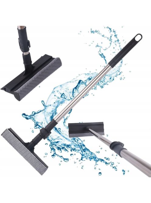 Kétoldalas teleszkópos ablaklehúzó és szivacsos mosó magas ablakok és sima felületek csíkmentes tisztításához
