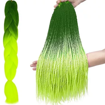 Neon zöld ombre szintetikus haj fonatokhoz