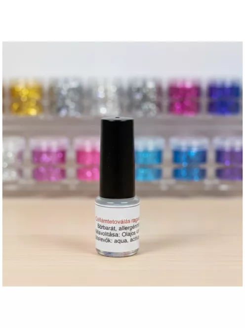 2 ml-es mini csillámtetoválás ragasztó, ecsetes bőrbarát testragasztó, vízálló csillámtetkó kiegészítő.