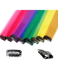 Színes hajtincs sötétzöld, egyenes, 60 cm