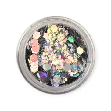 KiviArt Silver Magic Mixed Chunky Csillám CM85 - Ezüst Glitter Sminkhez