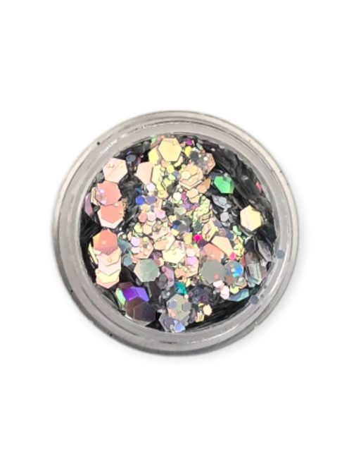 KiviArt Silver Magic Mixed Chunky Csillám CM85 - Ezüst Glitter Sminkhez