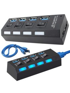USB 3.0 hub 4 portos kapcsolóval és LED jelzéssel