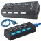 USB 3.0 hub 4 portos kapcsolóval és LED jelzéssel