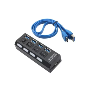 USB 3.0 hub 4 portos kapcsolóval és LED jelzéssel