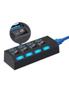 USB 3.0 hub 4 portos kapcsolóval és LED jelzéssel