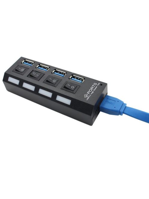 USB 3.0 hub 4 portos kapcsolóval és LED jelzéssel
