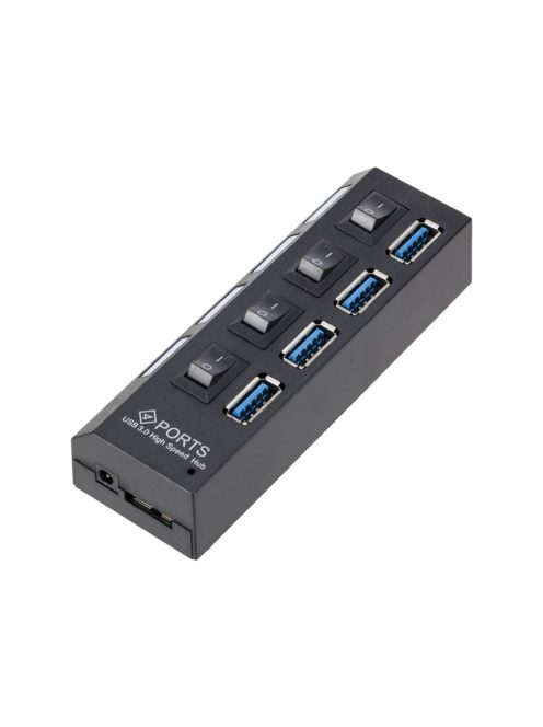 USB 3.0 hub 4 portos kapcsolóval és LED jelzéssel