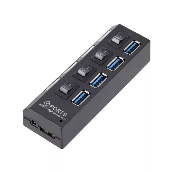 USB 3.0 hub 4 portos kapcsolóval és LED jelzéssel