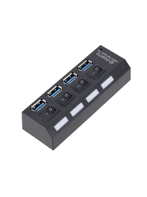USB 3.0 hub 4 portos kapcsolóval és LED jelzéssel