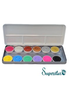   Superstar 12 színű arcfesték készlet -  Gyöngyház és Pasztell /12 colours DUO SHIMMER- AND PASTEL palette/