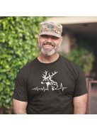 Póló Vadász Horgász EKG minta, vicces hobbi póló, horgász ajándék, vadász ajándék, pamut póló horgászathoz és vadászathoz