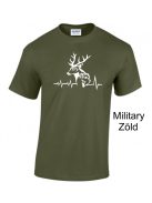 Póló Vadász Horgász EKG minta, vicces hobbi póló, horgász ajándék, vadász ajándék, pamut póló horgászathoz és vadászathoz