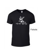 Póló Vadász Horgász EKG minta, vicces hobbi póló, horgász ajándék, vadász ajándék, pamut póló horgászathoz és vadászathoz