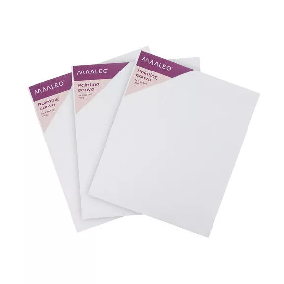 Maaleo komplett művészeti készlet 12 db akrilfestékkel, 10 ecsettel, 3 db 30x24 cm-es vászonnal és palettával