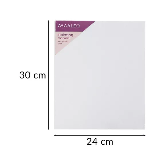 Maaleo komplett művészeti készlet 12 db akrilfestékkel, 10 ecsettel, 3 db 30x24 cm-es vászonnal és palettával