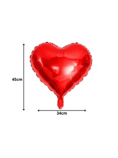 Piros szív alakú fólia lufi dekoráció Valentin napra és évfordulóra