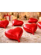 Piros szív alakú fólia lufi dekoráció Valentin napra és évfordulóra