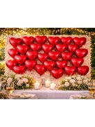 Piros szív alakú fólia lufi dekoráció Valentin napra és évfordulóra